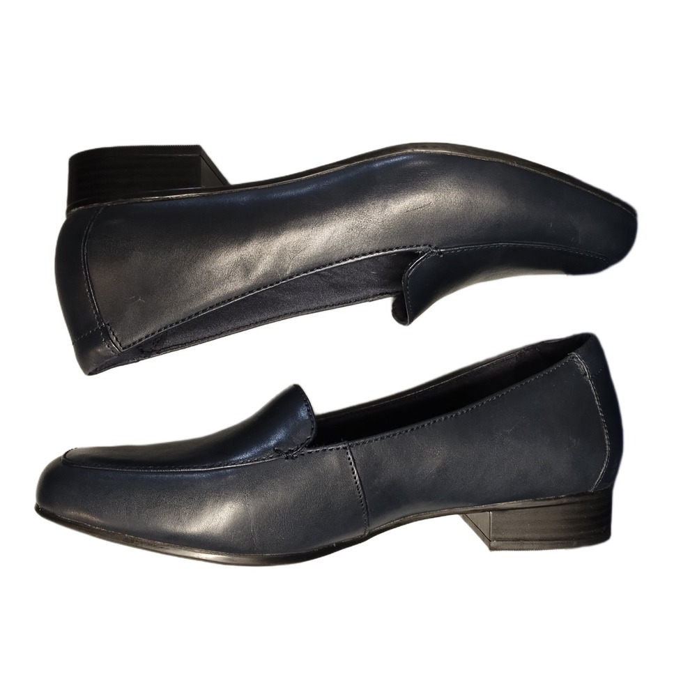 Clarks Juliet Lora Loafers Womens US 9.5W Blue Leather Ultimate Comfort Slip On